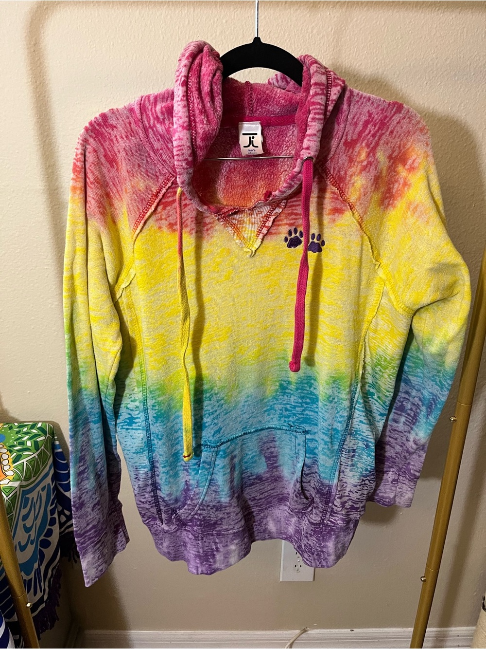 Tie-Dye Hooded Sweater with Embroidery